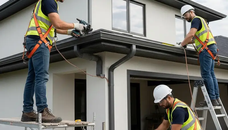 Gutter installation in Rochester, NY by FX Remodeling & Exteriors for home runoff protection