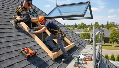 Skylight installation in Rochester, NY by FX Remodeling & Exteriors for natural light and roofing