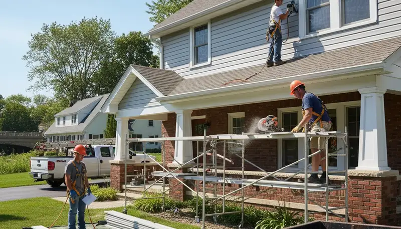 Vinyl siding installation by Rochester, NY siding contractor for a home exterior