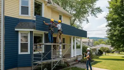 Vinyl siding installation by Rochester, NY siding contractors for homes and businesses